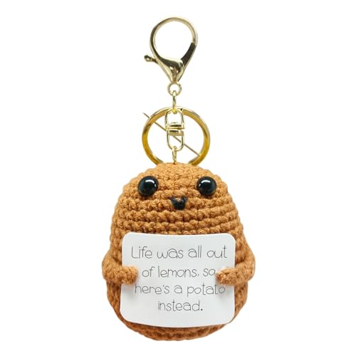 Fancywuxi Positive Potato, Mini Giocattoli Di Patate, Divertente Positive Potato Peluche Maglieria Con Portachiavi E Carta Energia Positiva Per Il Mig