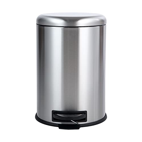 Amazon Basics - Pattumiera Rotondo Con Pedale, In Acciaio Inox, 20 L
