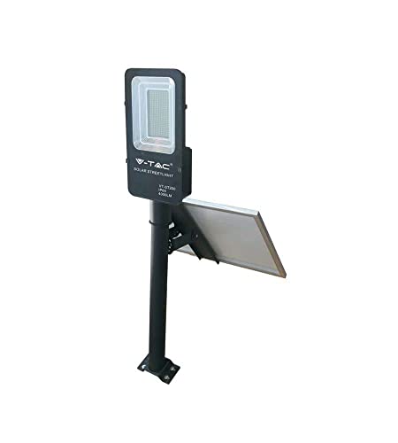 V-Tac Vt-St200 Armatura Stradale Led 50W Autoalimentato Nero Con Pannello Solare E Telecomando 4000K Ip65 – Sku 5502