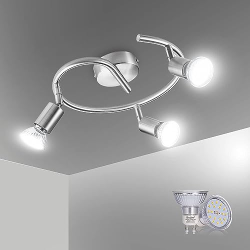 Bojim Faretti Led Da Soffitto Orientabili, Lampadario Led Spirale Con 3 Faretti, Lampadari Per Bagno, Cucina, Camera Da Letto, Ip20, Include 3 Lampadi