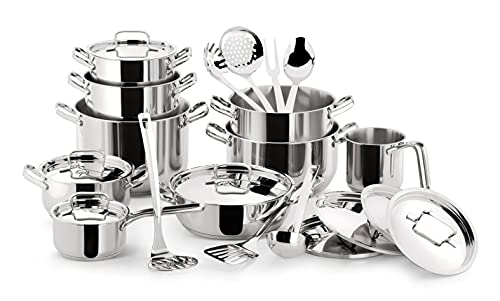 Lagostina Sfiziosa Set Di Pentole Induzione, Gas E Forno In Acciaio Inox 18/10, 24 Pezzi, Fondo Lagoseal Plus, Con 5 Casseruole, 3 Pentole, Bollilatte