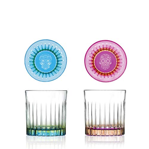 Rcr Crystal Pedro & Rosa Old Fashioned Tumblers 12.6Oz / 360Ml - Pack Of 6 - Coloured Vintage Glasses