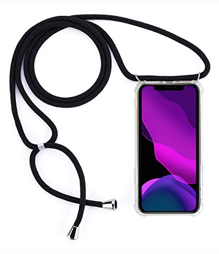 2Ndspring Cover Con Collana Compatibile Con Huawei Nova 5T/Honor 20,Case Con Laccio Per Il Collo Custodia Con Cordino,Nero