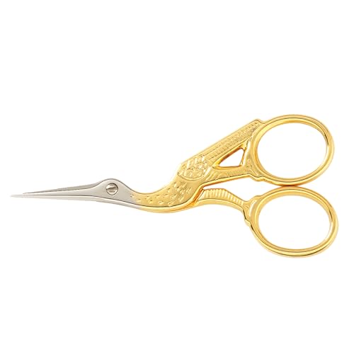 Gingher 01-005280 - Forbici Da Ricamo Per Cicogna, 3,5 Cm, Colore: Oro