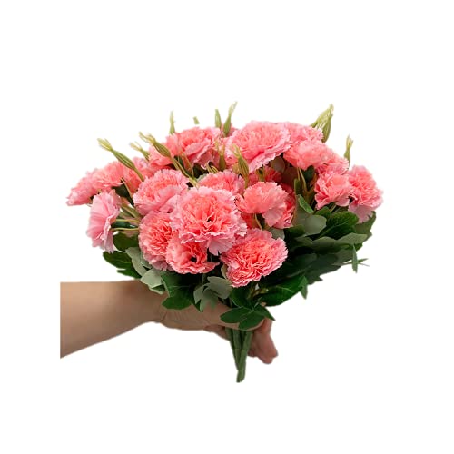 4 Mazzi Di Garofani Di Fiori Di Seta Artificiale, Bouquet Da 30.5 Cm E Foglie Verdi Per Foto Oggetti Di Scena Per La Casa, Feste, Festival, Decorazion