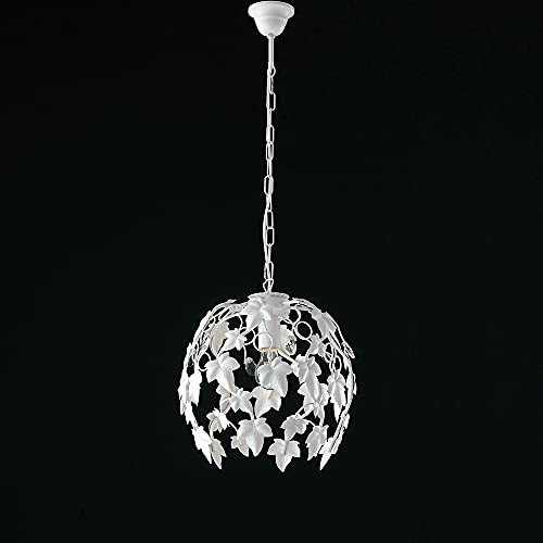 Be Light Lampadario Shabby 1 Luce Ferro Battuto Bianco Con Foglie E Cristalli Serie Edera