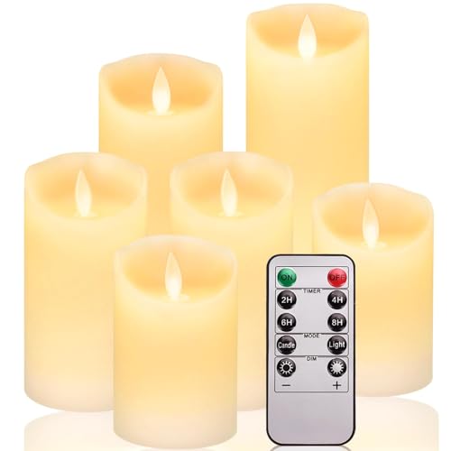 Hepaz Candele A Led,Candele Led,Set Di 6 Candele Senza Fiamma,Candele Flickering Flameless,Led Tea Lights Tremolante Con Telecomando E Funzione Timer
