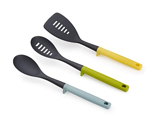 Joseph Joseph Duo Utensili Cucina, Set Accessori 3 Pezzi, Mestoli, Cucchiai E Spatola, Resistenti Al Calore, Multicolore