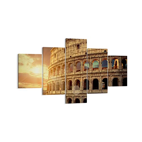 Quadro Su Tela Coloseum Roma Architettura Italia Stampe Da Parete 125X70Cm Quadri Moderni Soggiorno Camera Da Letto 5 Pezzi Piccoli Decorazione Murale