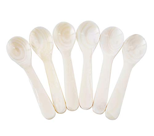 Duebel Cucchiaino In Madreperla, 6 Cucchiai Per Caviale, Cucchiaini Madreperla, Cucchiaino Caviale Da 9 Cm X 2,4 Cm