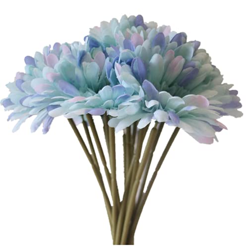 15 Pz Fiori Artificiali In Seta Margherite Finte Fiori Di Gerbera, Bouquet Da Sposa Per La Casa, Matrimoni, Feste, Fai Da Te, Centrotavola (Blu)