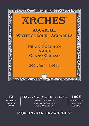 Arches- Blocco Enc 14,8 X 21 12H Aquarelle 100% Spessore 300 G Blanc Nat, Colore Bianco Naturale, A1795100