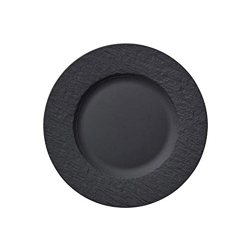 Villeroy & Boch Manufacture Rock 10-4239-2640-6 Piatto Da Colazione, In Porcellana, Nero, 22 Cm
