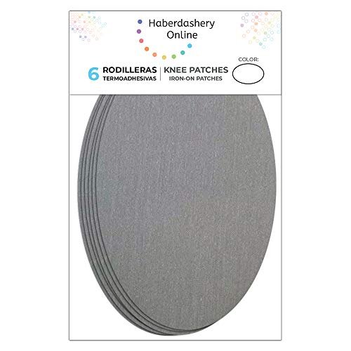 Haberdashery Online 6 Toppe Grigio Chiaro Termoadesive. Gomitiere Per Proteggere I Vestiti E Riparare Pantaloni, Giacche, Maglioni, Camicie. 16 X 10 C