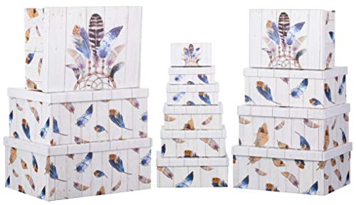 Brandsseller - Scatola Regalo In Cartone Per Carte Di Credito Con Coperchio, In Cartone Robusto, Set Da 13 Pezzi In Misura Decrescente, Acchiappasogni