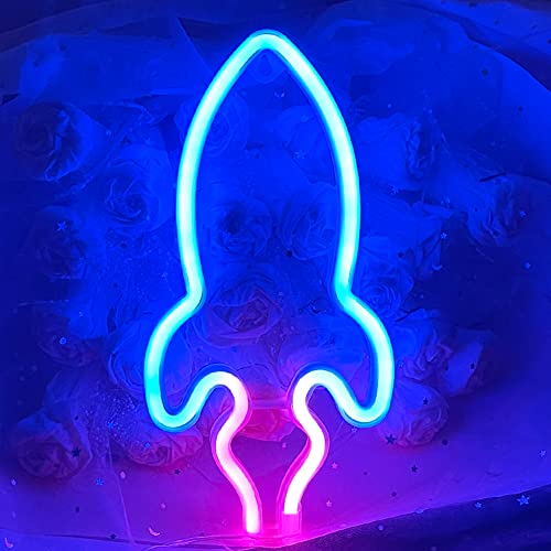 Razzo Insegne Al Neon,Led Razzo Neon Usb O Alimentato A Batteria Razzo Neon Sign Led Razzo Neon Signs Adatto Per La Decorazione Del Bar Per Feste In C