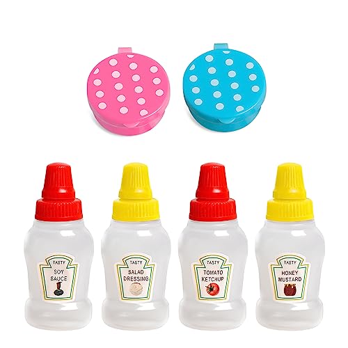 4 Mini Contenitori Per Salsa Con 2 Contenitori Per Condimenti, Mini Bottiglie Per Condimenti, Bottiglie Per Condimenti Con Coperchio, Dispenser Per Co