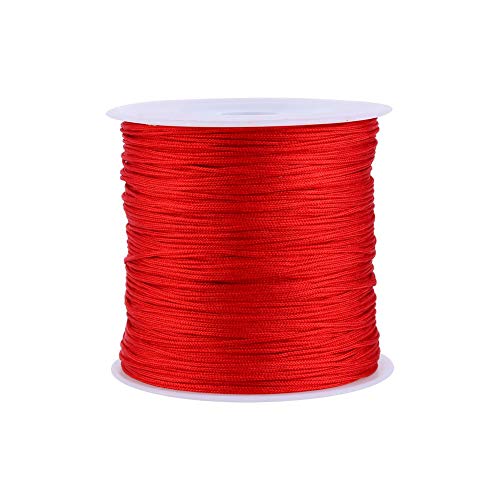 Magt Cordoncino In Nylon Satinato Rattail, 100M X 0,8Mm Cordoncino Cinese In Nylon Rattail Macrame Shamballa Filo Rosso