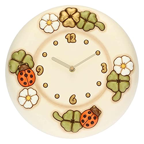 Thun - Orologio Da Parete Con Fiori, Coccinelle E Quadrifogli Portafortuna - Living, Arredare La Casa - Idea Regalo - Linea Country - Ceramica, Meccan