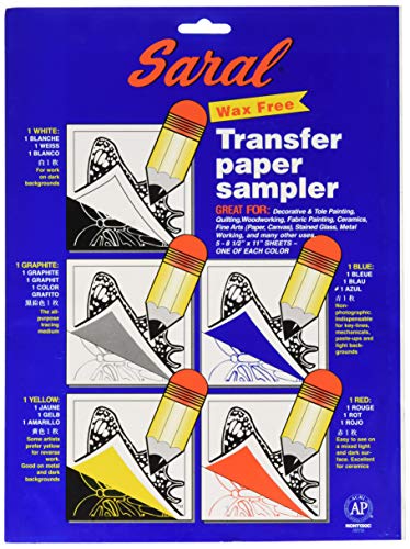 Saral Wax Free Transfer Paper Sampler Includes 1 Each Of White Graphite, Yellow, Blue And Red By Dritz