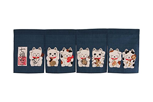 Made In Japan Shichifuku Manekineko Noren Curtain Tapestry By Narumi