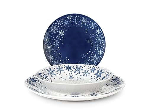 Home Royal Norfolk Dream Servizio Tavola, 18 Piatti, Porcellana, Blu E Bianco
