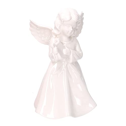Angelo In Ceramica Bianco Con Lira Alto 20,5Cm