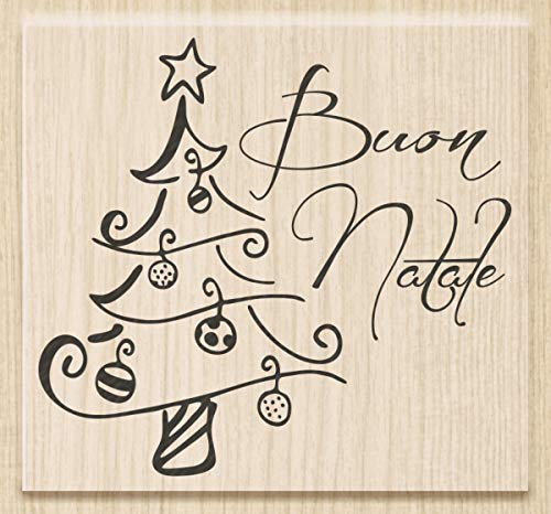 Timbro Con Base In Legno Stamp Scritta Buon Natale Timbri Per Scrapbooking Stamp