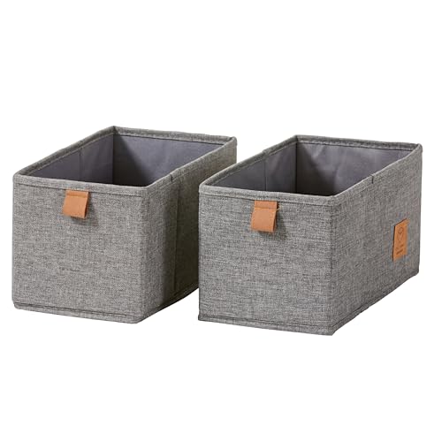 Love It Store It Organizer Cassetti In Lino 30X15X15Cm, Set Di 2, Rinforzati E Pieghevoli Per Armadio, Grigio