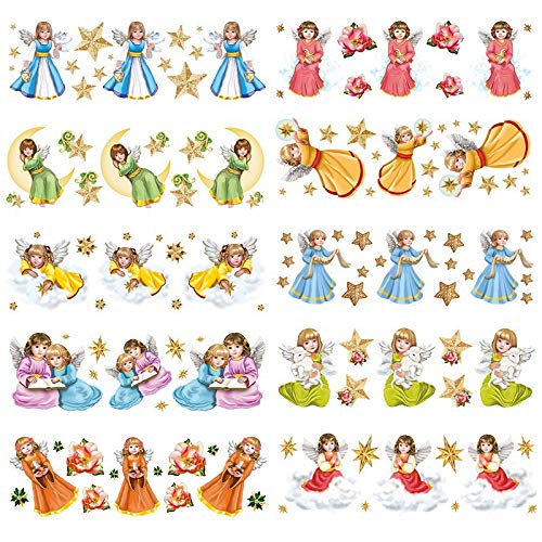 Adesivi Trasparenti, 10 Fogli Da 10 Cm X 30 Cm, Adesivi Colorati Per Il Fai Da Te E Per Fare Decorazioni (Angelo Custode)