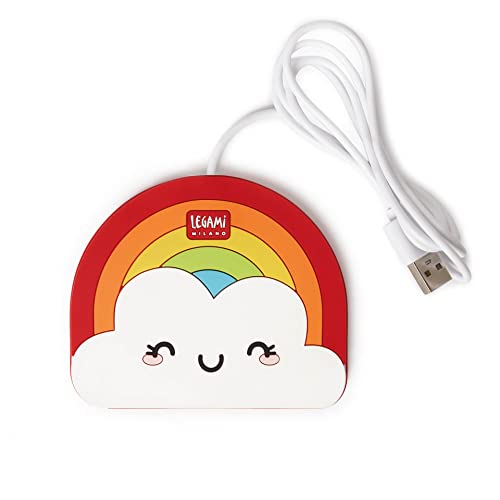 Legami - Scalda Tazza Usb, Mantiene Le Bevande Calde, Ideale Per Tazze E Bicchieri Con Fondo Piatto, Ingresso Usb, Tema Rainbow