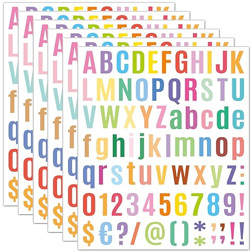 6 Fogli Colorate Adesivi Lettere Alfabeto E Numeri,Lettere Adesive,Adesivi Lettere Alfabeto,Fai Da Te Lettera Autoadesivi Lettere,Per Scrapbooking,Big