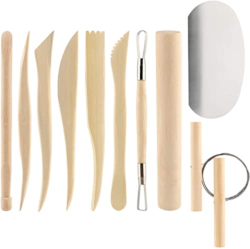 Luter Attrezzi Ceramica 10 Pezzi Di Strumenti In Ceramica Kit In Ceramica Polimerica Strumenti In Legno Per Scolpire L'Argilla Per Modellare E Levigar