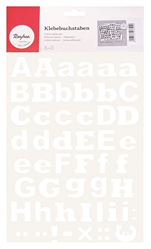 Rayher 38922000 Lettere Adesive, Stickers, Autoadesive, Stampatello Maiuscolo E Minuscolo, 3 Cm, A4, Bianco