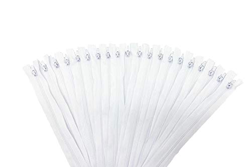 E-Goal 20 Pezzi 30 Cm Sarto Cucito Nylon Bobina Chiusa Cerniera Sottile (Bianco)