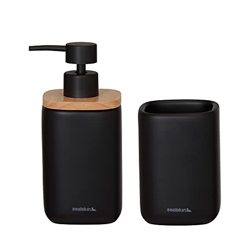 Sealskin Mind Set Di Accessori Da Bagno, Ceramica, Nero, 2-Teilig