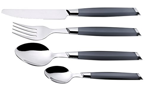 Jean Dubost 20274 - Set Di Posate Con Design Ad Angolo, Bicolori, 24 Pezzi, Grigio