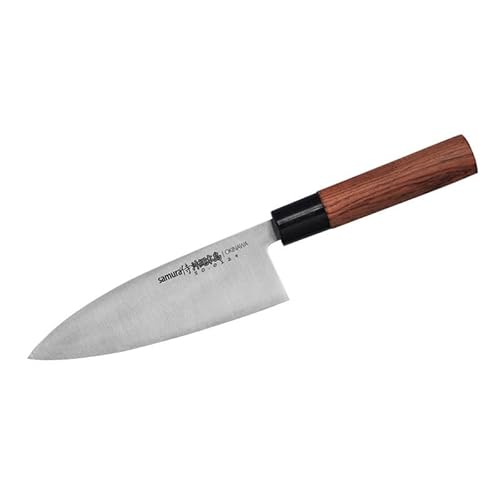 Samura Okinawa Coltello Da Cucina Giapponese Professionale Deba 170Mm / 6.7 ".Un Lato Affilato Aus-8 Japan Steel. Manico In Palissandro. Durezza 59 Hr