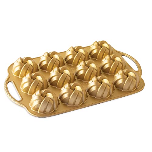 Nordic Ware - Stampo In Alluminio Braided Mini Bundt, Colore: Oro