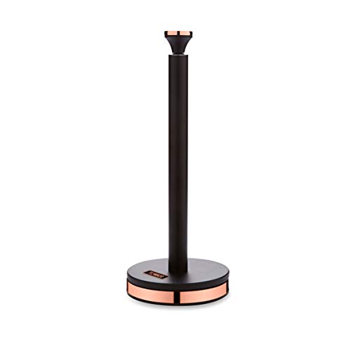 Tower T826133Blk Cavaletto Portarotolo Cucina Nero Con Accenti Oro Rosa, Taglia Unica