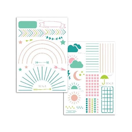D.I.Y With Toga - Stencil Segnalatori Per Bullet Journal, In Plastica, Bianco, 15 X 20 Cm