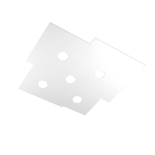 Plafoniera Design Moderno Bianca 5 Luci Led Sostituibili Slim Top Light Plate 1129/Pl5-Bi