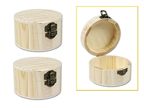Vetrineinrete® Set 2 Scatole In Legno Rotonde Per Decoupage Scatola Per Decorazioni Portagioie Matrioska Cofanetto Personalizzabile Per Gioielli E Min