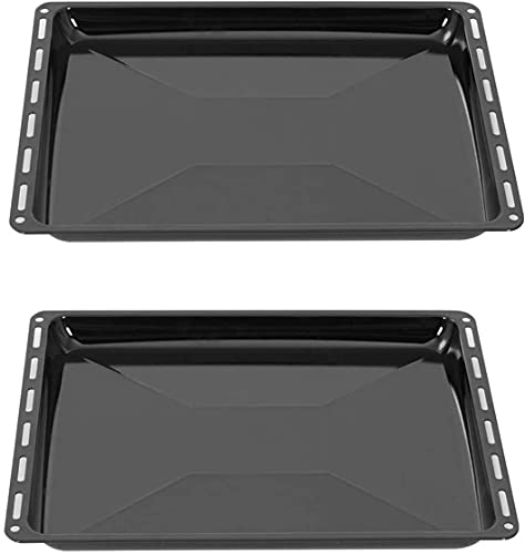 Icqn Set Di 2 Teglie Da Forno, 465 X 370 X 30 Mm, Smaltate, Per Forno E Fornelli, Griglia 465 X 370 Mm