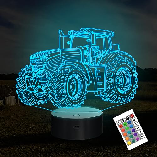 Attivolife Lampada Da Notte Illusion 3D Per Camion, Tractor 16 Illuminazione Con Ologramma Dimmerabile Che Cambia Colore, Smart Timer Usb Charge Table