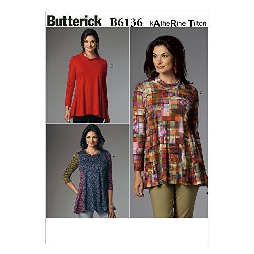 Patterns Butterick 6136 Misure Zz/L (44/46) Xl (48-50) E Xxl (52-54) / Tunica Per Donna Taglia L