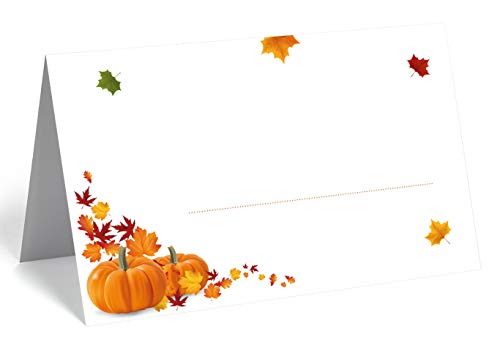 50 Eleganti Segnaposto Premium 300 Mg 5,5 X 8,5 Cm (Un Lato) Con Motivo Foglie Colorate, Segnaposto Per Matrimonio, Festa, Battesimo, Comunione, Compl