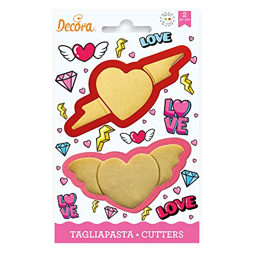 Decora 0255063 Set 2 Tagliapasta Love In Plastica, Il Kit Ideale Per Creare Decorazioni In Pasta Di Zucchero O Di Gomma, Made In Italy, Design Origina