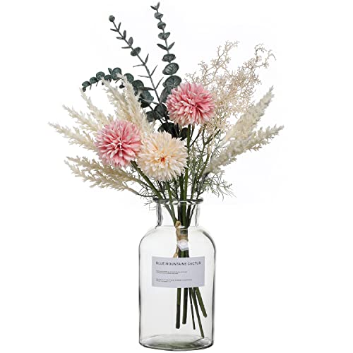 Huaao Fiori Artificiali Finti Di Seta, Piante Bouquet Fiori Artificiale Crisantemo E Eucalipto, Composizione Floreale, Decorazione Interni Per Centrot