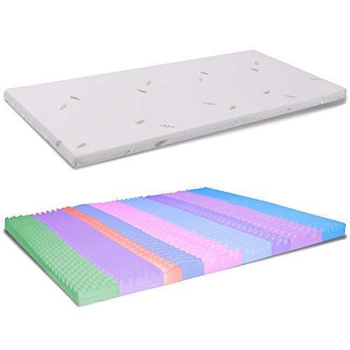 Topper Memory Bugnato Singolo 80X190 Cm Alto 5 Cm Con Rivestimento Sfoderabile In Aloe Vera